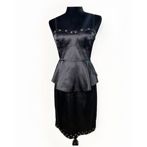 Kensie Dresses Black‎ Strapless Studded Peplum Bodycon Dress Size 6